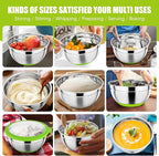 P&P CHEF Multicolor Mixing Bowls Set of 6, Stainless Steel Mixing Bowl with Visible Lids for Salad, Metal Nesting Serving Bowls for Kitchen Cooking Prepping Storing Food, 4.6/3.5/2.6/2/1.5/1 QT