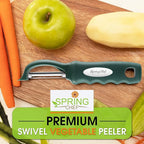Spring Chef Professional Swivel Vegetable Peeler for Kitchen, Stainless Steel Potato Peeler with Comfortable Handle, Great for Apple, Veggie, Carrot, Cucumber - Dishwasher Safe - Pine Green