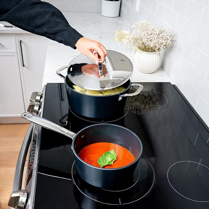 Alva Maestro 12-Piece Ceramic Cookware Set – Nonstick & No PTFE, PFOA, PFAS for Safe, Healthy Cooking – Oven & Induction Safe for Fast Even Heat, Effortless Cleanup, Durable Designed to Last