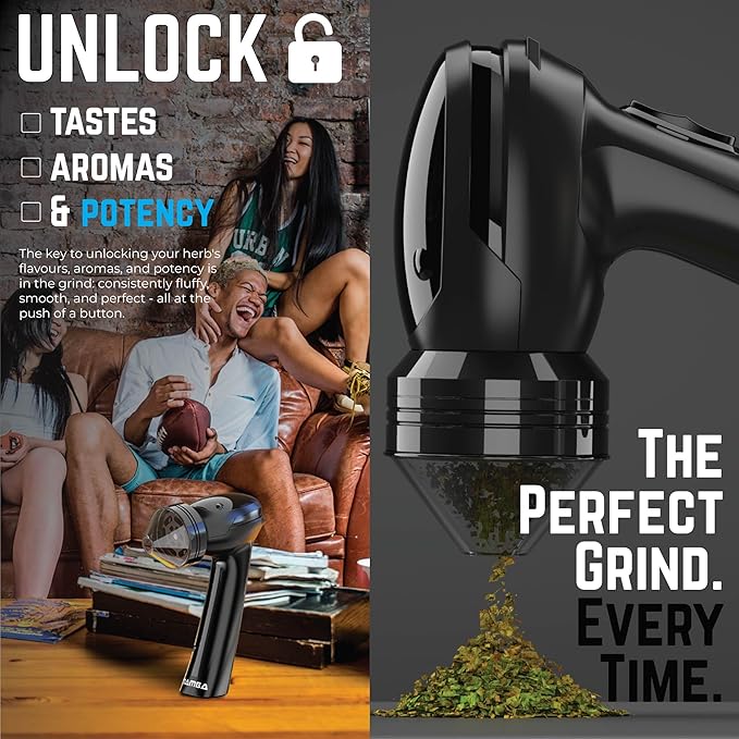 Mamba Original 1g Black USB Electric Herb Grinder with Color Box. Small Portable Metal Herbal Machine & Spice Mill for the Kitchen