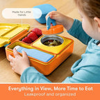 OmieBox Bento Box for Kids - Insulated Bento Lunch Box with Leak Proof Vacuum Insulated Food Jar - 3 Compartments, Two Temperature Zones (Sunshine)