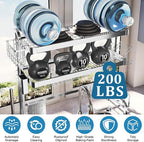 Over The Sink Dish Drying Rack,3 Tier Adjustable Length Full Stainless Steel Large Storage Kitchen Dish Rack,for Kitchen Counter Expandable Multifunctional Organizers,Silver (25.98-37.6")