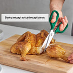 Misen Heavy Duty Kitchen Shears - Comfortable Ambidextrous Scissors for Meat, Poultry, Herbs & More - Easy to Clean - German Stainless Steel - Large | Green