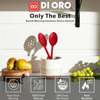 DIORO Silicone Mixing & Serving Spoons - Large Heat-Resistant Non Stick Utensils Big Solid & Slotted Basting & Stirring Spoons - Dishwasher Safe (2pc, Red)