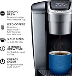 Keurig K-Elite Single Serve K-Cup Pod Coffee Maker, with Strength and Temperature Control, Iced Coffee Capability, 8 to 12oz Brew Size, Programmable, Brushed Silver