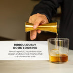 A Bar Above Premium Japanese Jigger 8 Precise Measurement Markings, Heavy Duty 304 Stainless Steel Double Cocktail Jigger for Professional Bartenders & Home Use, Durable Bar Tool for Accurate Pouring