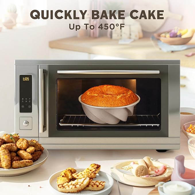 KITESSENSU Non-Stick Cake Pan, 9.5-Inch Aluminum Cake Mold, 10 Cup Fluted Heavy Duty Tube Pan, Durable Rust & Scratch-Resistant, Baking Mold for Jello, Gelatin, Chocoflan, Flan, Marissa, Gold