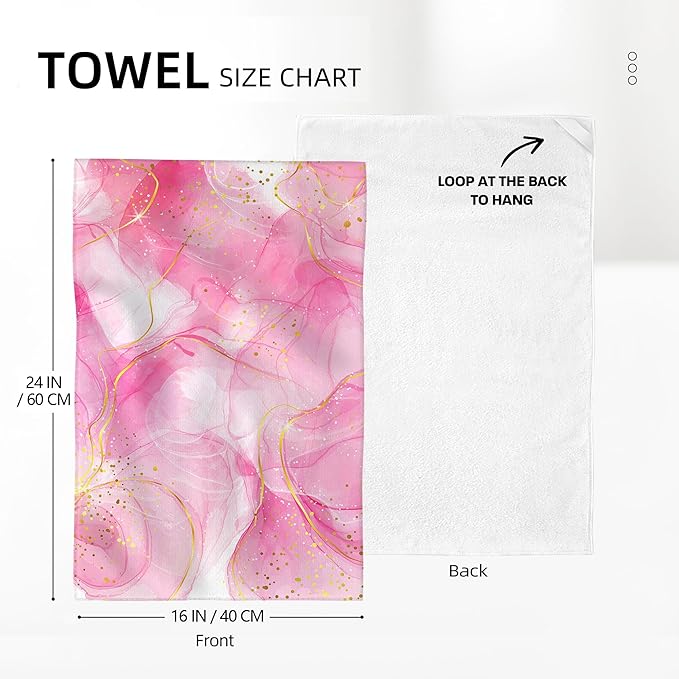 Pink Marble Kitchen Dish Towels and Dishcloths Sets of 2 Abstract Modern Dish Cloths Set, Absorbent Tea Towels Hand Towels for Kitchen Bathroom Bar Decor,Housewarming Gifts for Women