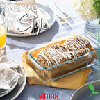 SIMAX Glassware Classic 1.5 Quart Loaf Dish, Glass Loaf Pan, Heat, Cold and Shock-Proof Borosilicate Glass, Made in Europe, Dishwasher Safe, 11” x 4.8” x 3”