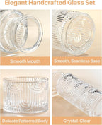 Bedside Water Carafe and Glass Set, Mouthwash Dispenser for Bathroom, 21.6 Oz Glass Water Bottles with 6 Oz Drinking Cup as Lid, Pitcher for Nightstand, Kitchen (Clear)