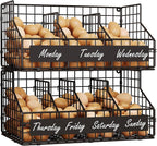 keomaisyto Fresh Egg Holder with 5 Dividers to Separate Eggs for a Week, 2 Tier Stackable Wire Baskets for Gathering Eggs, XXL Egg Rack for Countertop/Wall-Mounted, With DIY Labels (Patent Pending)