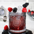 Kate Aspen Ribbed Retro Arch Floral Smoke Grey Drinking Glasses Set of 6, (10 oz) Vintage Glassware Set Cocktail Glass Set, Juice Glass, Water Cups | Hostess Gift & Present for New Home Owners