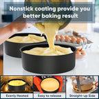 E-far 9½ x 3 Inch Cake Pan Set of 2, Nonstick Stainless Steel Round Cake Pans Tin for Baking Birthday Wedding Layer Cakes, Stainless Steel Core & Non-toxic Coating, Deep & Straight Side