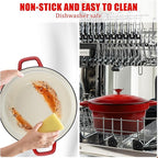 CUKOR 7QT Dutch Oven Pot With Lid, Ceramic Dutch Ovens for Sourdough Bread Baking, Enameled Cast Iron Bread Cooking Pot, Non-Stick, Oven Safe (10 Pcs Bread Paper Liners)