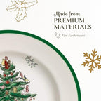 Spode Christmas Tree 5-Piece Holiday Dinnerware Set - Festive Earthenware Tableware Collection with Plates, Teacups, Saucers - Microwave, Dishwasher Safe - Christmas Dinnerware & Holiday Tableware