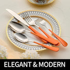 20-Pieces Orange Silverware Sets for 4,Orange Handle Stainless Steel Cutlery Set, Include Forks Spoons and Knives Set, Dishwasher Safe Utensil Sets for Home Restaurant