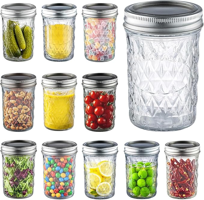 16 oz Wide Mouth Mason Jars, 12 Pack Canning Jars with Airtight Lids, Large Glass Jars for Overnight Oats, Fermenting, Pickling, Jam, Homemade Candles & Home Decor Storage