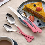 20-Piece Pink Silverware Set 18/0 Stainless Steel Silverware Set Pink Handle Cutlery Set Service for 4 Dinner Knives Forks Spoons Set Flatware Set Finish Dishwasher Safe