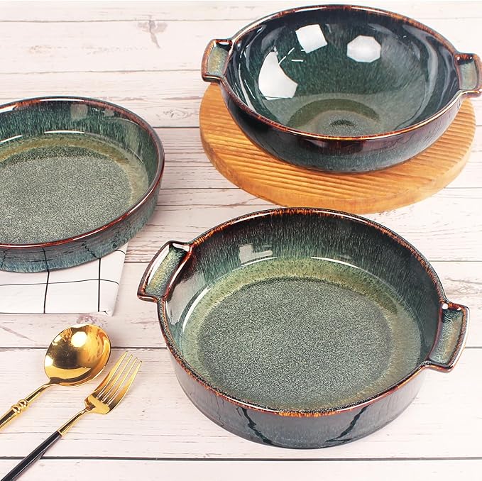 Ceramic Casserole Baking Dish - 1.7 Quarts Baking Dish for Oven, Lasagna Pans, Oven Safe Durable Bakeware for Kitchen Home Decor, Banquet and Dinner, Round 1 pieces 10 x10 Inch