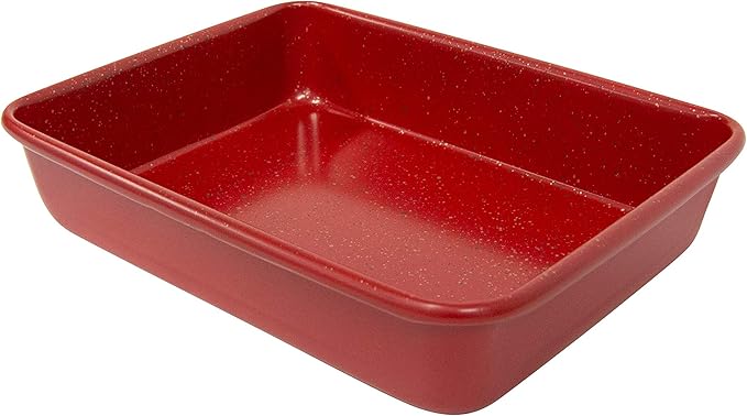 casaWare 8 x 6 x 1.75-Inch Toaster Oven Ultimate Series Commercial Weight Ceramic Non-Stick Coating Pan (Red Granite)