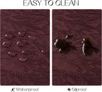 Romanstile Vinyl Placemats Set of 4-12 X 18 Inch - Heat Resistant Non-Slip Embossed Floral Place Mats 100% Waterproof Oilproof Wipeable Faux Leather Table Mats for Kitchen/Dining/Party, Burgundy