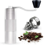 Manual Coffee Grinder by Alpaca Ventures - Stainless Steel Conical Burr Coffee Grinder Manual with Adjustable Setting Double Bearing Hand Espresso Grinder Perfect for Home, Office and Camping