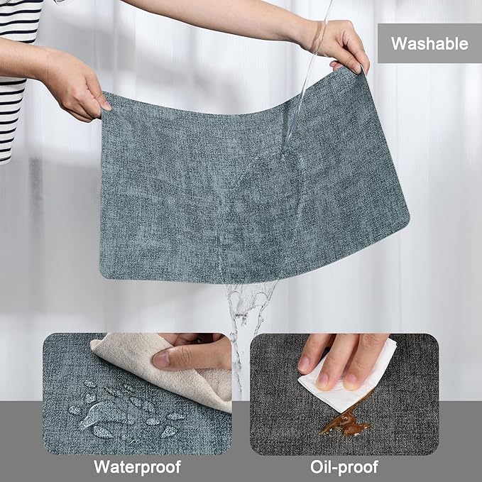 Myir JUN Dual Sided Placemats, Faux Leather Set of 8 for Dining Table, Non-Slip Washable Heat Resistant Indoor Outdoor Table Mats (Gray Light Blue)