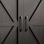 IRONCK Kitchen Pantry Storage Cabinet 72.8" H, 4 Barn Doors with Storage Rack, 4 Adjustable Shelves, Freestanding Cupboard for Dining Room Living Room, Laundry, Black