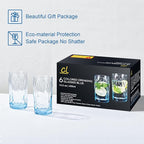 REATIVELAND Solid Color Drinking Glasses Set of 6, 13.5 OZ Wind-blown Ripples Glass Tumbler Glassware for Water, Juice, Different Options for Home, Restaurant, Hotel, Bar, Blue