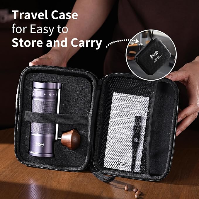 Manual Coffee Grinder with Foldable Handle, Conical Burr Coffee Grinder with 20g Capacity, Adjustable External Grind Setting for Travel,Camping,Home