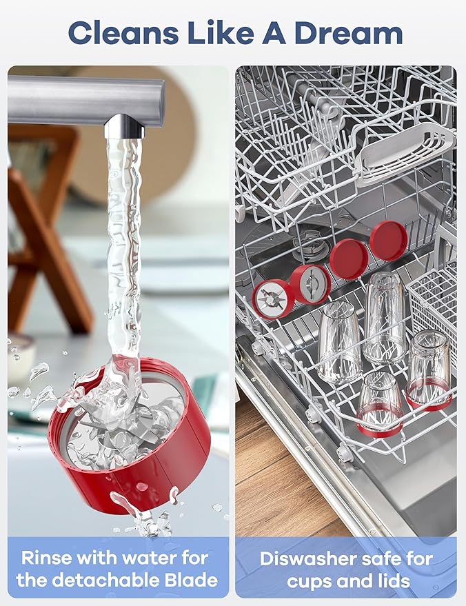 Ganiza 900W Blenders for Shakes and Smoothies, 15-Piece Personal Blender and Grinder Combo for Kitchen, Smoothies Maker with 4 BPA-Free Portable Cup, Nutritious Recipe Red