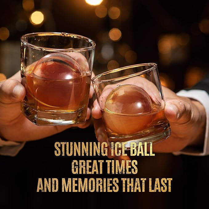Clear Ice Ball Maker Mold, Whiskey Ice Cube Tray, 2.4 Inch Large Round Ice Molds for Cocktails Whisky Bourbon Liquor, Best Dad Ever Gifts for New Dad Husband Men who Have Everything