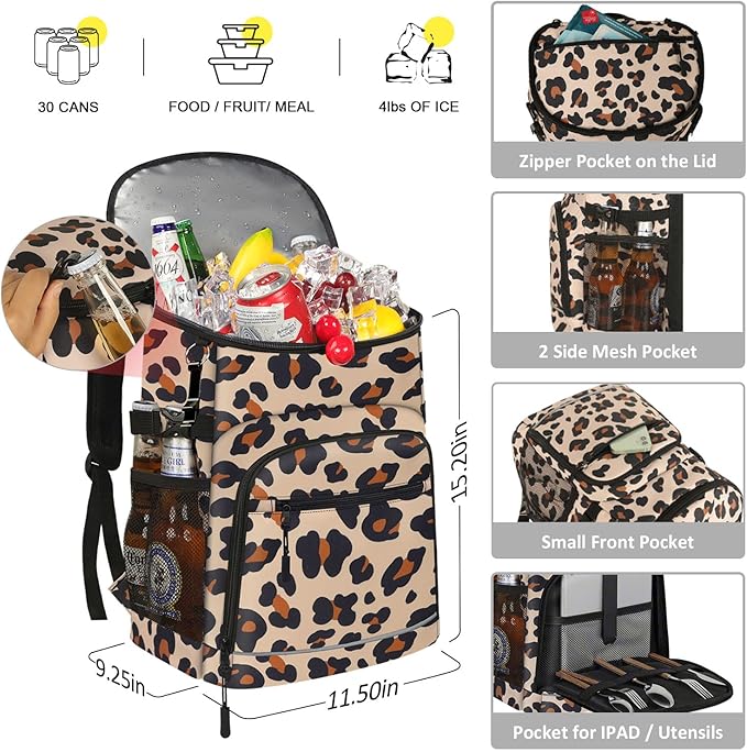 Cooler Backpack Insulated Leakproof Waterproof Backpack Cooler Bag 30/45 Cans, Large Capacity Lightweight Travel Camping Beach Backpack Cooler Ice Chest for Men and Women