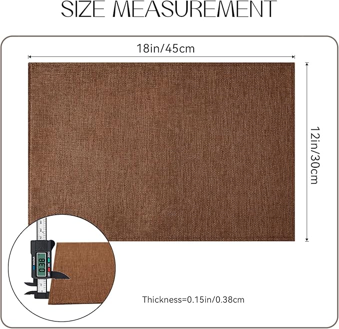 Romanstile Cloth Placemats Set of 8-12 x 18 Inch, Heat Resistant Double Layered Thickened Burlap Place Mats, Washable Linen Farmhouse Table Mats for Kitchen/Dining/Party/Outdoor, Dark Brown