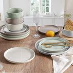 HaWare Stoneware Dinnerware Sets, 24-Piece Plates and Bowls Set for 8, Dishes Set for Home Restaurant, Speckled Multicolor