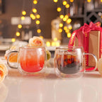 CNGLASS 12oz Double Walled Glass Coffee Mugs(2-pack),Clear Coffee Cups with Handle,Glass Espresso Mugs for Latte,Cappuccino,Tea