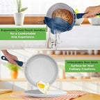 NutriChef 14-Piece Navy Blue Nonstick Cookware Set - Durable Pots and Pans Set with Lids & Utensils, Compatible with All Cooktops