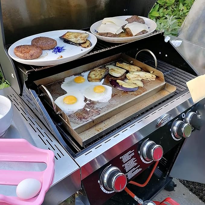 Onlyfire Universal Stainless Steel Griddle for Most BBQ Grills with Removable Handles, 18"×12.5"