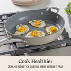 Calphalon® Premier Ceramic Nonstick 12" Frying Pan with Lid, Mushroom Grey