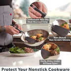 DI ORO Silicone Turner Spatula Set - Forever Warranty - Kitchen Spatulas for Nonstick Cookware - 600°F Heat-Resistant & BPA Free - Flexible & Thin Flippers for Turning Eggs & Pancakes (6 Piece, Black)