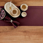 Solino Home Linen Burgundy Table Runner 72 Inches Long - 100% Pure Linen Hemstitch Table Runner 14 x 72 Inch for Dresser, Dining, Summer, Fall, Autumn, Halloween - Classic Hemstitch