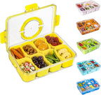 Divided Snack Serving Tray with Lid and Handle Travel Snackle Charcuterie Container Portable Storage Organizer for Candy, Fruits, Nuts, Snacks, Party, Picnic (1pack, Yellow)