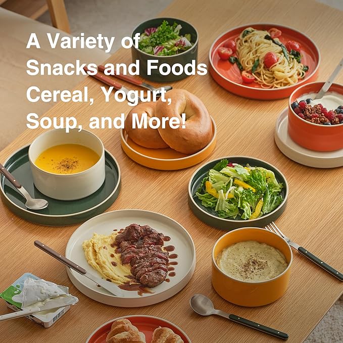 Odense Cereal & Soup Bowls (Set of 4) - Ceramic Bowls for Kitchen- For Cereal, Soup, Salad, Porridge - Modern & Minimal, Wide Round & Stackable - Microwave & Dishwasher Safe (Vanilla Cream)