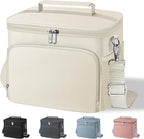 esouler Lunch Box for Women/Men Insulated Lunch Bag Large Capacity Reusable Lunch Tote Leak Proof Lunch Bags for Work Picnic, Beige