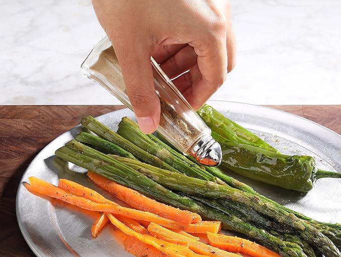 New Star Foodservice 22407 Glass Tower Salt and Pepper Shaker with Stainless Steel Top, 1-Ounce, Set of 12