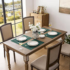 Romanstile Cloth Placemats Set of 4-12 x 18 Inch, Heat Resistant Double Layered Thickened Burlap Christmas Place Mats, Washable Linen Farmhouse Table Mats for Kitchen/Dining/Party/Outdoor, Green