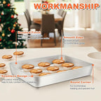 Herogo Baking Pan with Lid, 8 x 10 Inch Nonstick Rectangle Stainless Steel Cake Pan Sheet, Deep Cakes Bakeware with Lid for Brownies Casseroles, Non Toxic & Dishwasher Safe, Set of 4