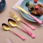 20-Piece Gold & Pink Silverware Set for 4, 18/0 Stainless Steel Flatware Cutlery Utensils Set, Includes Dinner Knives, Forks, Spoons, Salad Forks, Teaspoons, Dishwasher Safe
