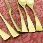 6-Piece Flatware Set,Extra Thick Heavy Duty - 18/10 Stainless Steel Cutlery Sets,High Matte Finish Gold Flatware Sets Service for 1,Multipurpose Use for Home,Kitchen,Tableware Utensil Sets