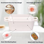 4.6 Quart Dutch Oven for Sourdough Bread Baking, Combo Oval Enameled Cast Iron Bread Pan with Lid, Bread Dutch Oven for a Crispy Crust, White